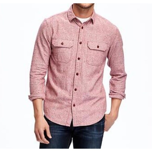Old Navy Regular-Fit Marled Shirt Jacket Size M Robbie Red - Picture 1 of 7
